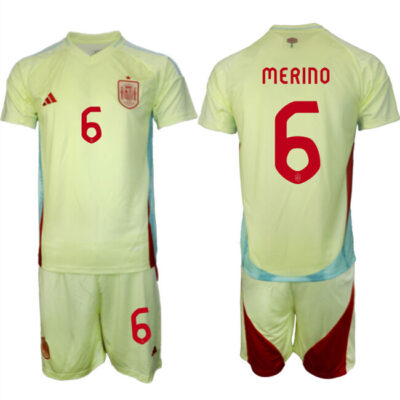 Spain Team #6 Mikel Merino 2024-25 Yellow Away Soccer Jersey Suit