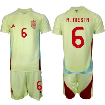 Spain Team #6 Mikel Merino 2024-25 Yellow Away Soccer Jersey Suit