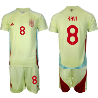 Spain Team #8 Xavi 2024-25 Yellow Away Soccer Jersey Suit