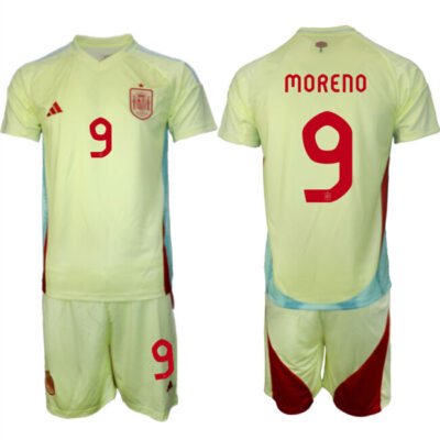 Spain Team #9 Gerard Moreno 2024-25 Yellow Away Soccer Jersey Suit