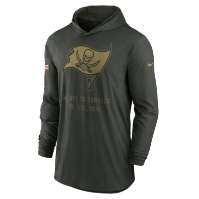 Alternative view of Tampa Bay Buccaneers 2025 Salute to Service Sideline Dri-FIT Lightweight Hooded Pullover - Forest Green