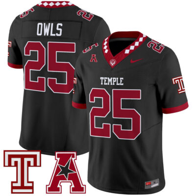 Temple Owls 2025 Vapor Limited Jersey - Black #25 Owls