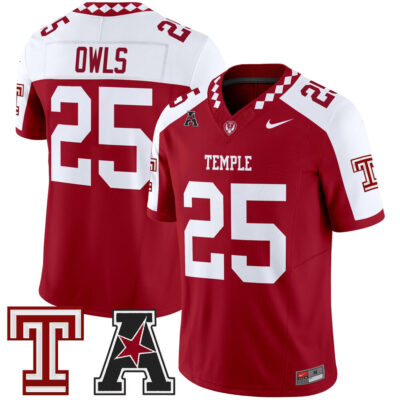 Temple Owls 2025 Vapor Limited Jersey - Crimson Alternate #25 Owls