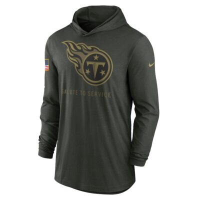 Alternative view of Tennessee Titans 2025 Salute to Service Sideline Dri-FIT Lightweight Hooded Pullover - Forest Green