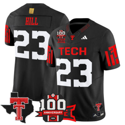 Texas Tech Red Raiders 2025 Vapor Limited Jersey - 100th Anniversary & Texas Patch - Black Adam Hill