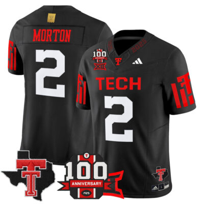 Texas Tech Red Raiders 2025 Vapor Limited Jersey - 100th Anniversary & Texas Patch - Black Behren Morton