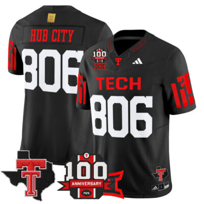 Texas Tech Red Raiders 2025 Vapor Limited Jersey - 100th Anniversary & Texas Patch - Black Hub City 806