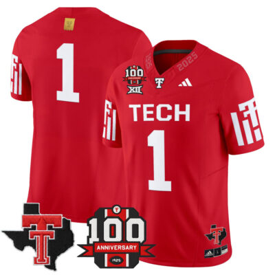 Texas Tech Red Raiders 2025 Vapor Limited Jersey - 100th Anniversary & Texas Patch - Red #1 Team