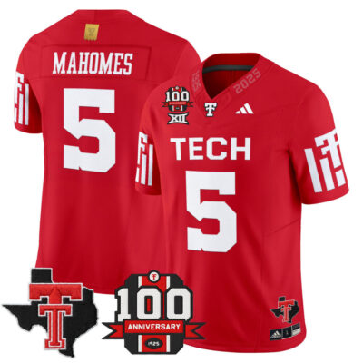Texas Tech Red Raiders 2025 Vapor Limited Jersey - 100th Anniversary & Texas Patch - Red Patrick Mahomes
