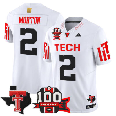 Texas Tech Red Raiders 2025 Vapor Limited Jersey - 100th Anniversary & Texas Patch - White Behren Morton