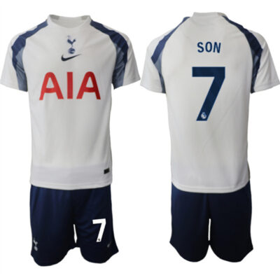 Tottenham Hotspur #7 Son Heung-min 2025/26 White Home Soccer Jersey Suit