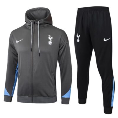 Tottenham Sweatshirt 2024 2025 Bright Grey Hooded Tracksuit - Image 5