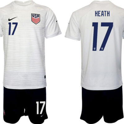United States #17 Heath White Home Soccer Jersey Suit