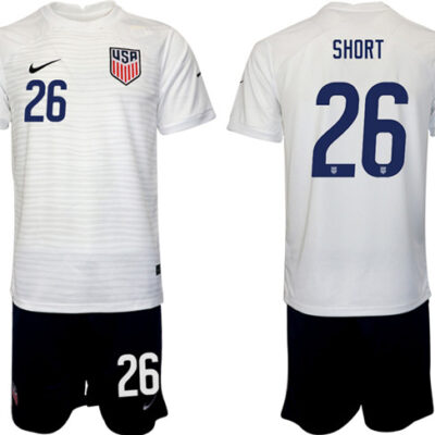 United States #26 Short White Home Soccer Jersey Suit
