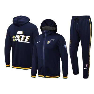 Utah Jazz Hooded Tracksuit Set 22/23 - Grey Navy Blue