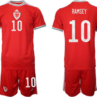 Wales #10 Ramsey Red Home Soccer Jersey Suit