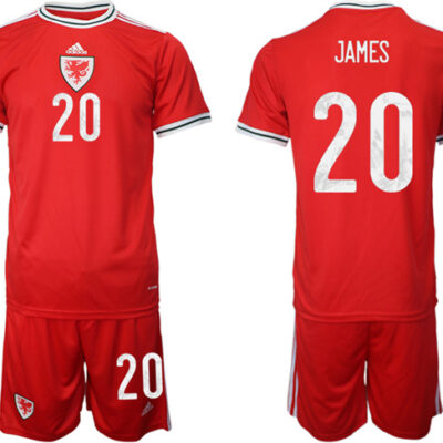 Wales #20 James Red Home Soccer Jersey Suit