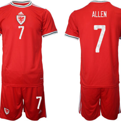 Wales #7 Allen Red Home Soccer Jersey Suit