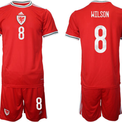 Wales #8 Wilson Red Home Soccer Jersey Suit