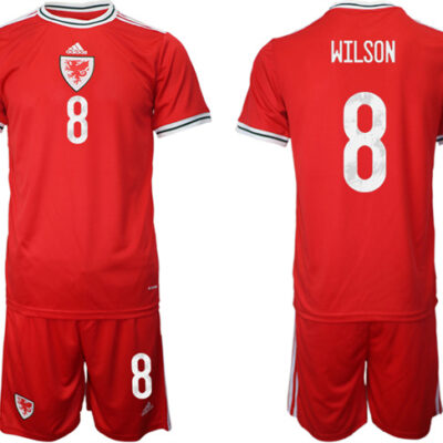 Wales #8 Wilson Red Home Soccer Jersey Suit