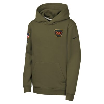 Alternative view of Washington Commanders Youth 2025 Salute to Service Club Fleece Hoodie - Olive