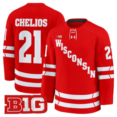 Wisconsin Badgers 2025/26 Premium Jersey - Red Chris Chelios