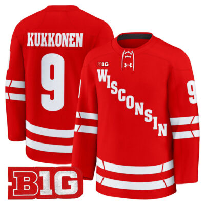 Wisconsin Badgers 2025/26 Premium Jersey - Red Kyle Kukkonen