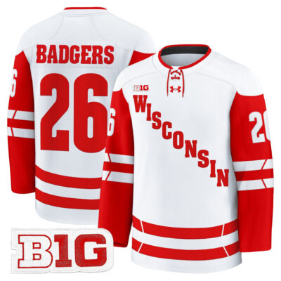 Wisconsin Badgers 2025/26 Premium Jersey - White #26 Badgers