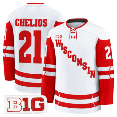 Wisconsin Badgers 2025/26 Premium Jersey - White Chris Chelios