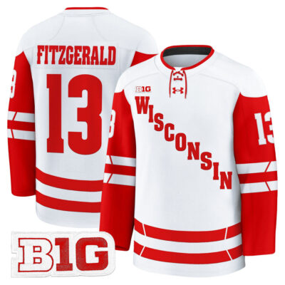 Wisconsin Badgers 2025/26 Premium Jersey - White Christian Fitzgerald