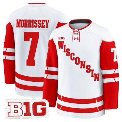 Wisconsin Badgers 2025/26 Premium Jersey - White Gavin Morrissey