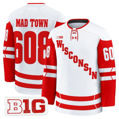 Wisconsin Badgers 2025/26 Premium Jersey - White Mad Town 608