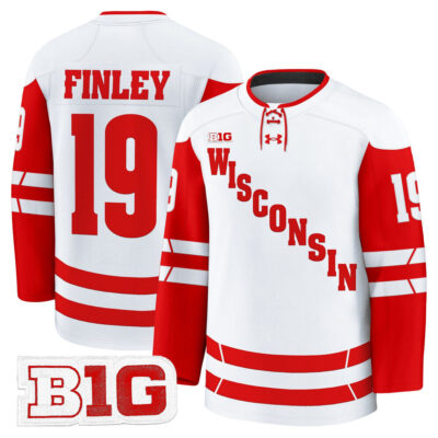 Wisconsin Badgers 2025/26 Premium Jersey - White Quinn Finley