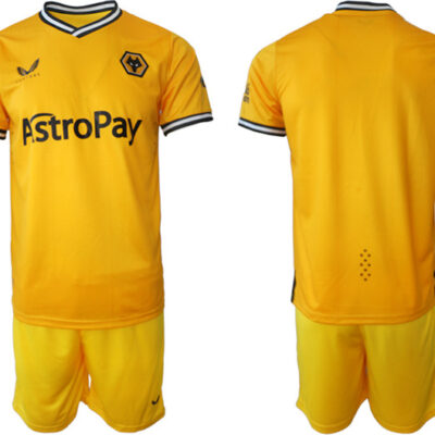 Wolverhampton Wanderers Custom 2023/24 Gold Home Soccer Jersey Suit