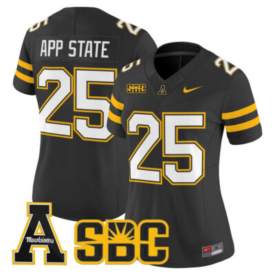 Women's App State Mountaineers 2025 Vapor Limited Jersey - Black #25 App State