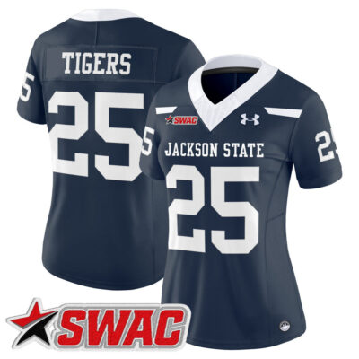 Women's Jackson State Tigers 2025 Vapor Limited Jersey - Navy #25 Tigers