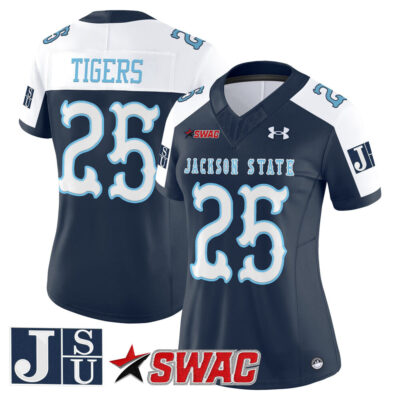 Women's Jackson State Tigers 2025 Vapor Limited Jersey - Navy Alternate #25 Tigers