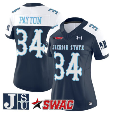 Women's Jackson State Tigers 2025 Vapor Limited Jersey - Navy Alternate Walter Payton