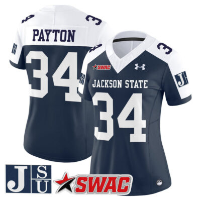 Women's Jackson State Tigers 2025 Vapor Limited Jersey - Navy Alternate Walter Payton