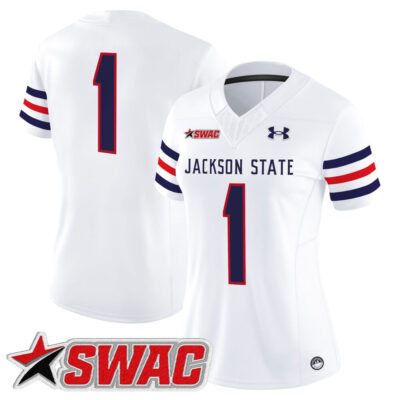 Women's Jackson State Tigers 2025 Vapor Limited Jersey - White #1 Team