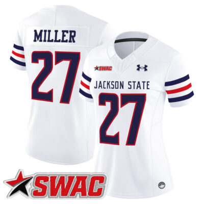 Women's Jackson State Tigers 2025 Vapor Limited Jersey - White Ahmad Miller