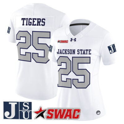 Women's Jackson State Tigers 2025 Vapor Limited Jersey - White Limited #25 Tigers