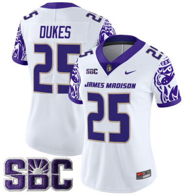 Women's James Madison Dukes 2025 Vapor Limited Jersey - White #25 Dukes