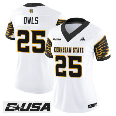 Women's Kennesaw State Owls 2025 Vapor Limited Jersey - White #25 Owls