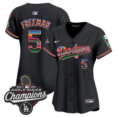 Women's LA Dodgers Mexico 2025 World Series Champions Vapor Premier Limited Jersey - Black / Freddie Freeman