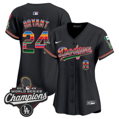 Women's LA Dodgers Mexico 2025 World Series Champions Vapor Premier Limited Jersey - Black / Kobe Bryant