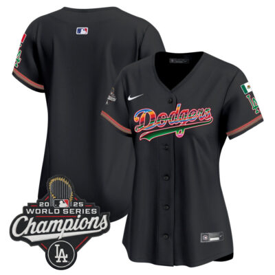 Women's LA Dodgers Mexico 2025 World Series Champions Vapor Premier Limited Jersey - Black / Team