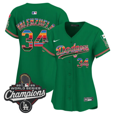 Women's LA Dodgers Mexico 2025 World Series Champions Vapor Premier Limited Jersey - Green / Fernando Valenzuela