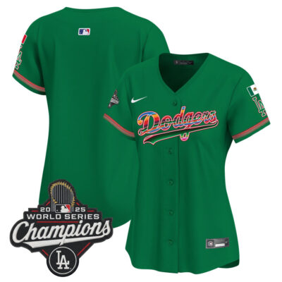 Women's LA Dodgers Mexico 2025 World Series Champions Vapor Premier Limited Jersey - Green / Team