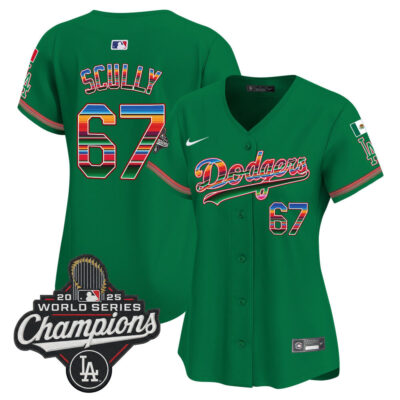Women's LA Dodgers Mexico 2025 World Series Champions Vapor Premier Limited Jersey - Green / Vin Scully
